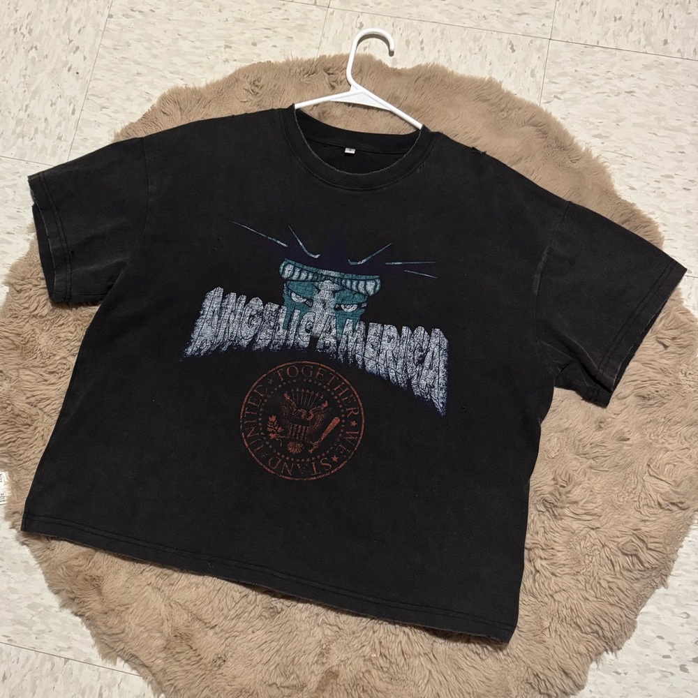 Black washed vintage Angelina Liberty T-shirt